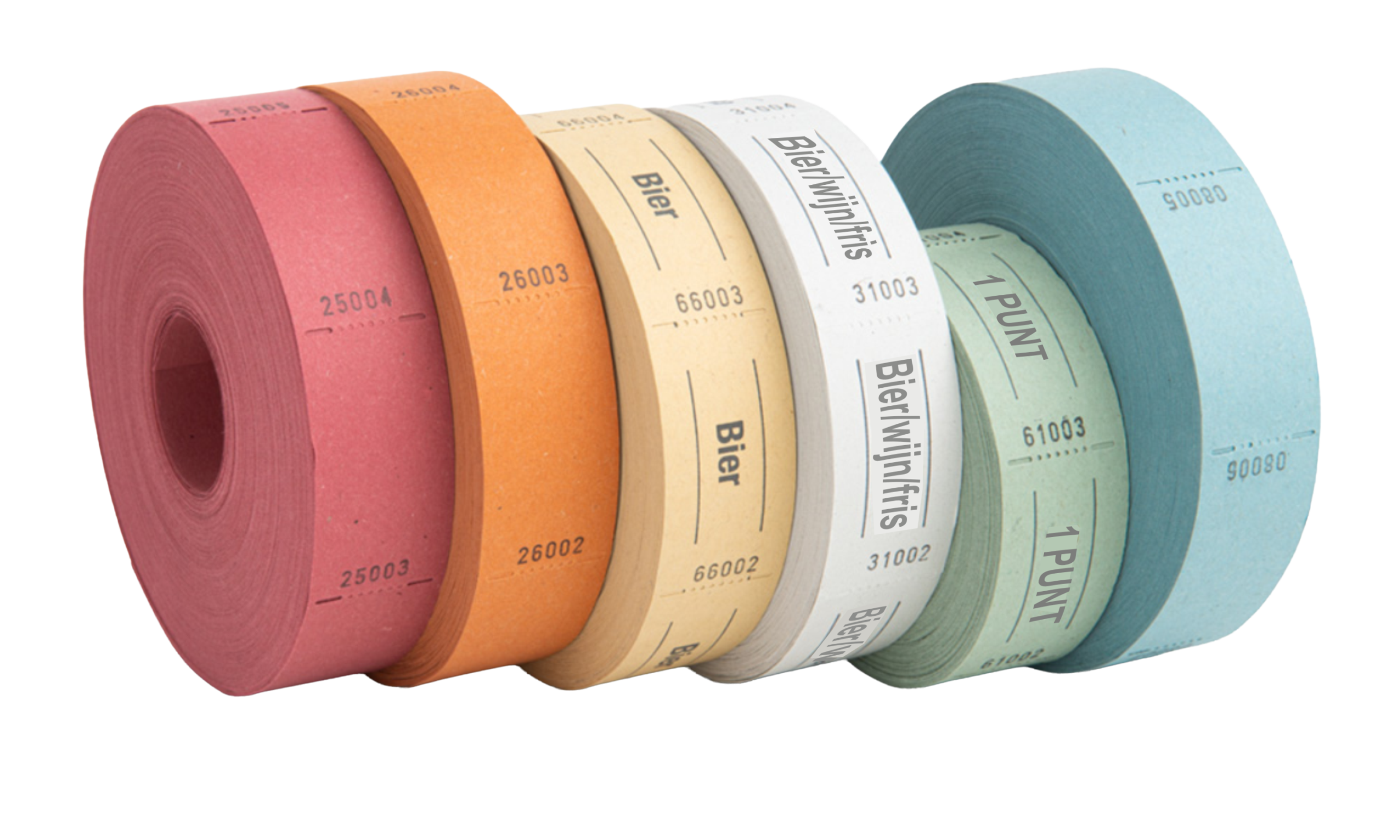 Consumptiebonnen op rol met nummering voor evenementen en kantines